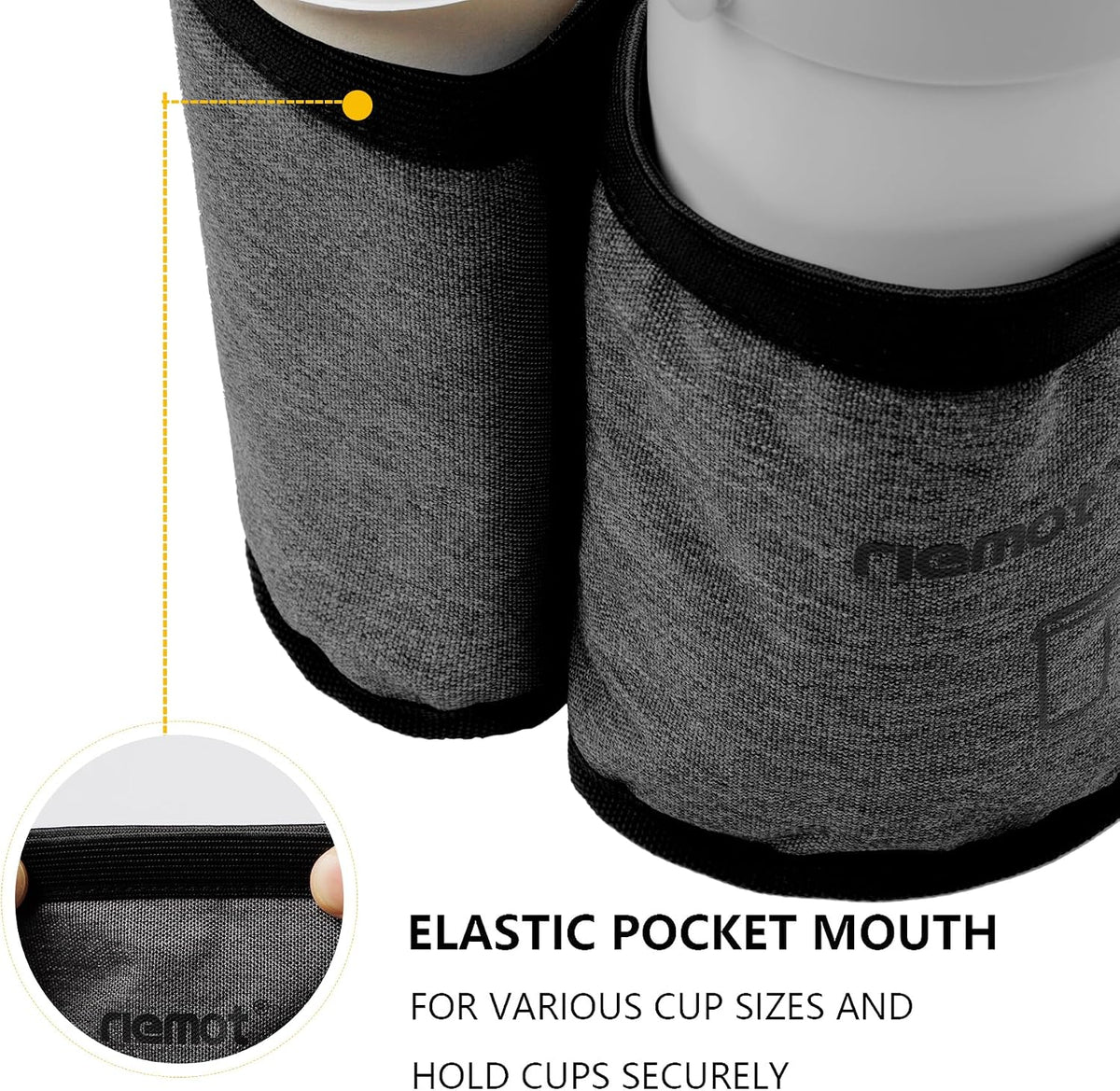 Luggage Cup Holder with Strap, Travel Drink Holder with Phone Pocket, Hands Free Suitcase Drink Carrier Fits Stanley 40oz Cups, Luggage Accessories for Travel Airport Convenience
