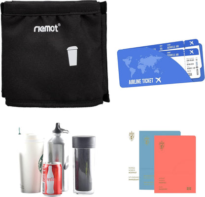 Luggage Cup Holder with Strap, Travel Drink Holder with Phone Pocket, Hands Free Suitcase Drink Carrier Fits Stanley 40oz Cups, Luggage Accessories for Travel Airport Convenience
