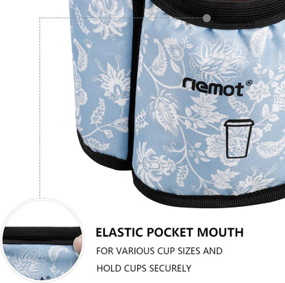 Luggage Cup Holder with Strap, Travel Drink Holder with Phone Pocket, Hands Free Suitcase Drink Carrier Fits Stanley 40oz Cups, Luggage Accessories for Travel Airport Convenience