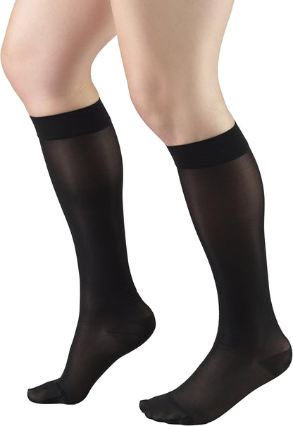 Sheer Compression Stockings, 15-20 mmHg, Women's Knee High Length, 20 Denier, Nude, Medium