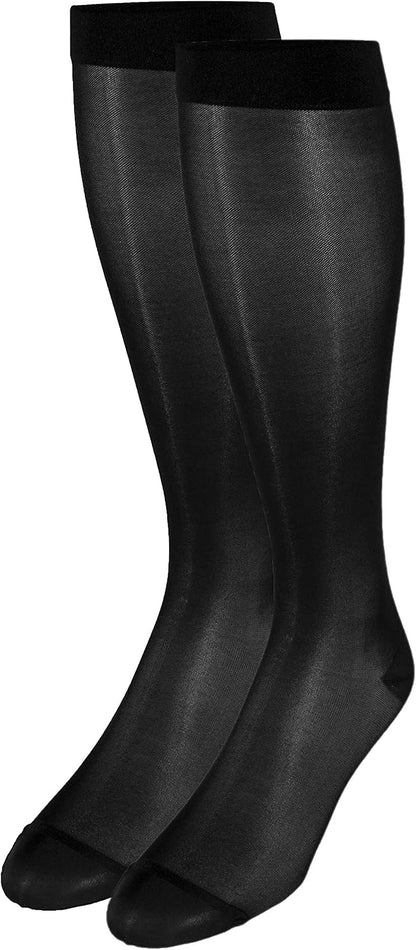 Sheer Compression Stockings, 15-20 mmHg, Women's Knee High Length, 20 Denier, Nude, Medium