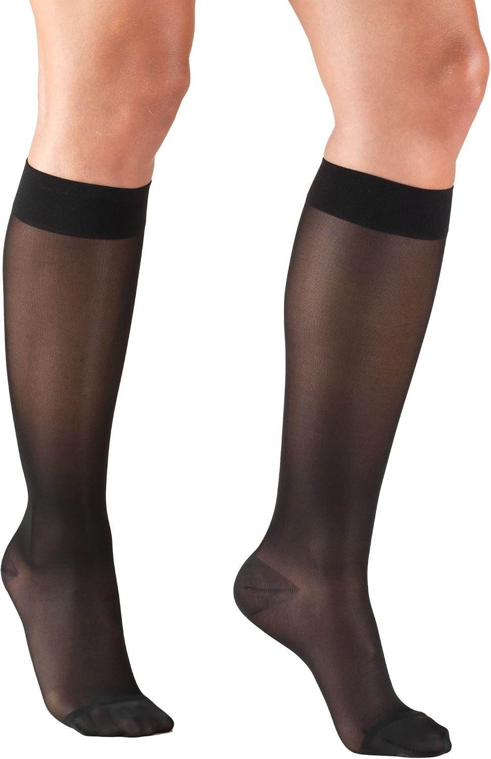 Sheer Compression Stockings, 15-20 mmHg, Women's Knee High Length, 20 Denier, Nude, Medium