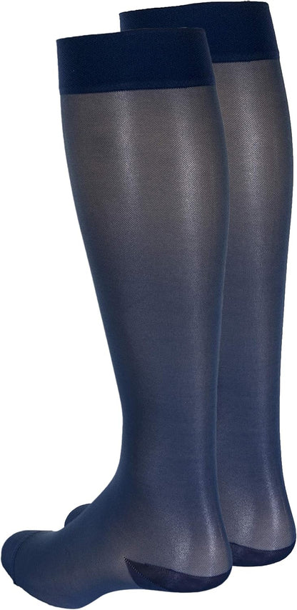 Sheer Compression Stockings, 15-20 mmHg, Women's Knee High Length, 20 Denier, Nude, Medium