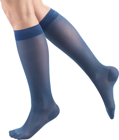 Sheer Compression Stockings, 15-20 mmHg, Women's Knee High Length, 20 Denier, Nude, Medium