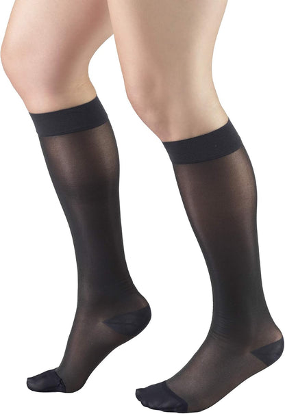 Sheer Compression Stockings, 15-20 mmHg, Women's Knee High Length, 20 Denier, Nude, Medium