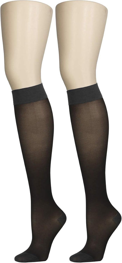 Sheer Compression Stockings, 15-20 mmHg, Women's Knee High Length, 20 Denier, Nude, Medium