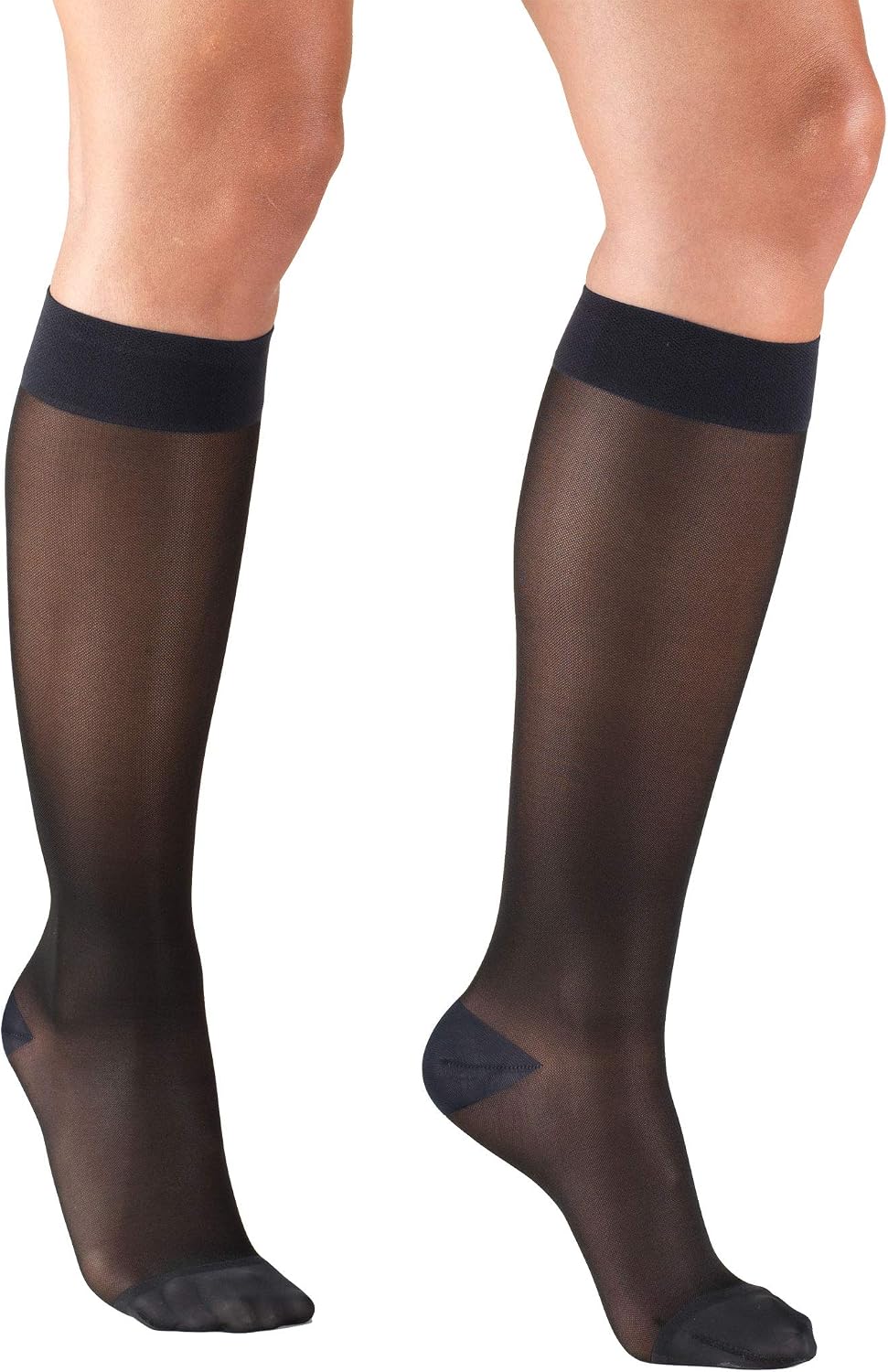 Sheer Compression Stockings, 15-20 mmHg, Women's Knee High Length, 20 Denier, Nude, Medium