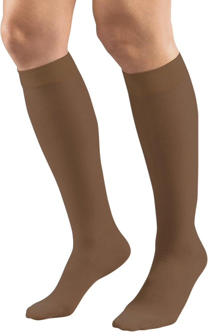 Sheer Compression Stockings, 15-20 mmHg, Women's Knee High Length, 20 Denier, Nude, Medium