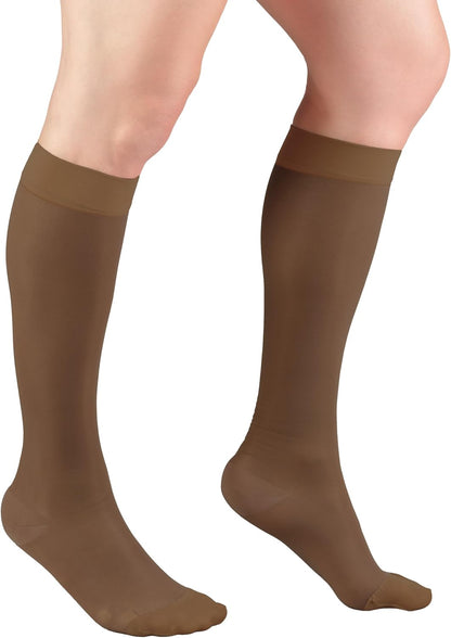 Sheer Compression Stockings, 15-20 mmHg, Women's Knee High Length, 20 Denier, Nude, Medium