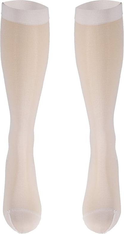 Sheer Compression Stockings, 15-20 mmHg, Women's Knee High Length, 20 Denier, Nude, Medium