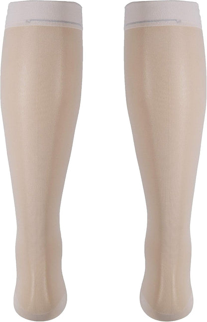 Sheer Compression Stockings, 15-20 mmHg, Women's Knee High Length, 20 Denier, Nude, Medium