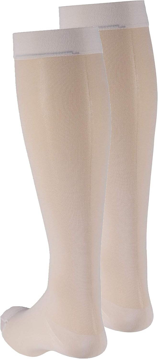 Sheer Compression Stockings, 15-20 mmHg, Women's Knee High Length, 20 Denier, Nude, Medium