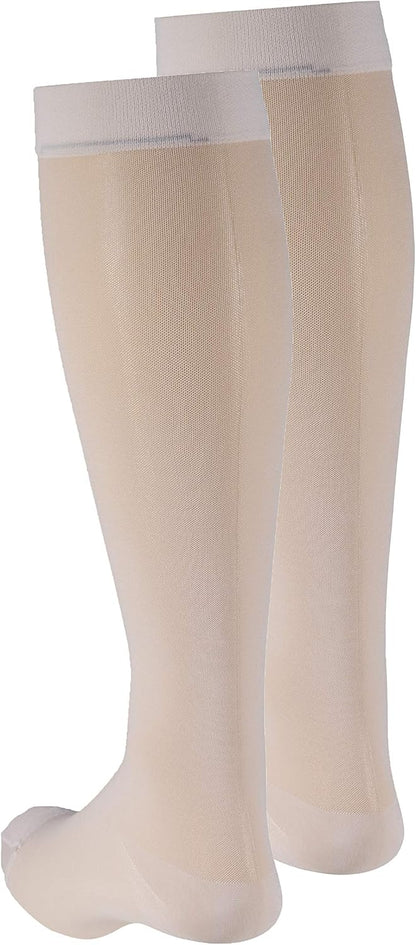 Sheer Compression Stockings, 15-20 mmHg, Women's Knee High Length, 20 Denier, Nude, Medium