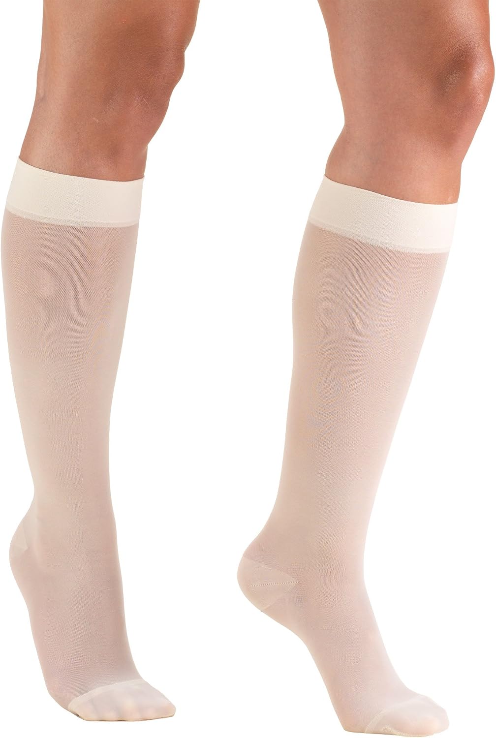 Sheer Compression Stockings, 15-20 mmHg, Women's Knee High Length, 20 Denier, Nude, Medium