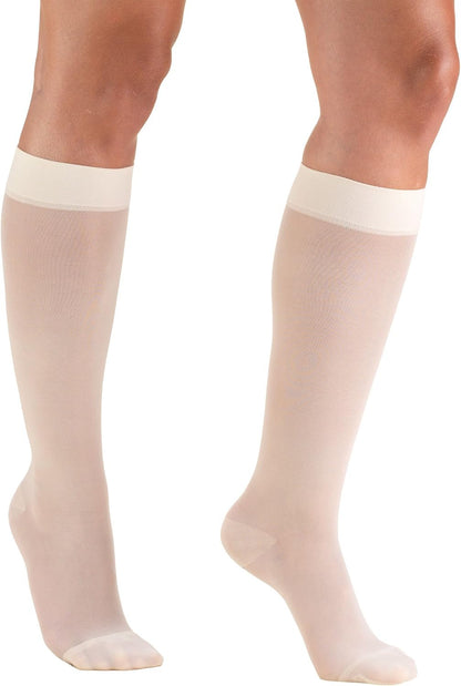 Sheer Compression Stockings, 15-20 mmHg, Women's Knee High Length, 20 Denier, Nude, Medium