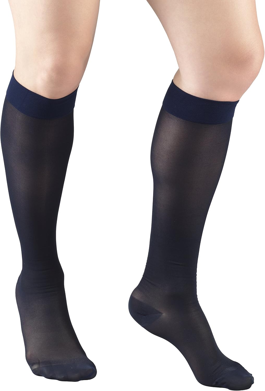 Sheer Compression Stockings, 15-20 mmHg, Women's Knee High Length, 20 Denier, Nude, Medium
