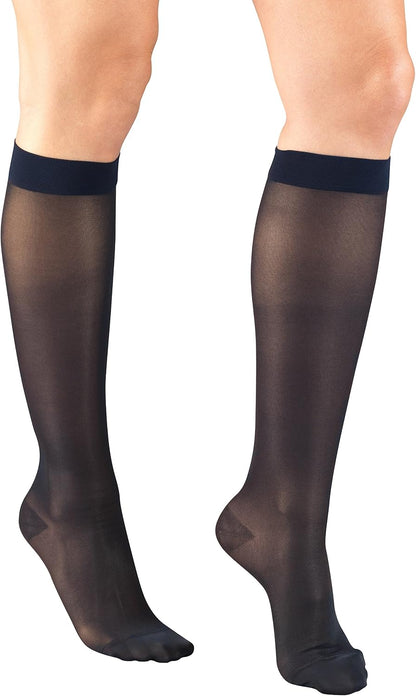 Sheer Compression Stockings, 15-20 mmHg, Women's Knee High Length, 20 Denier, Nude, Medium
