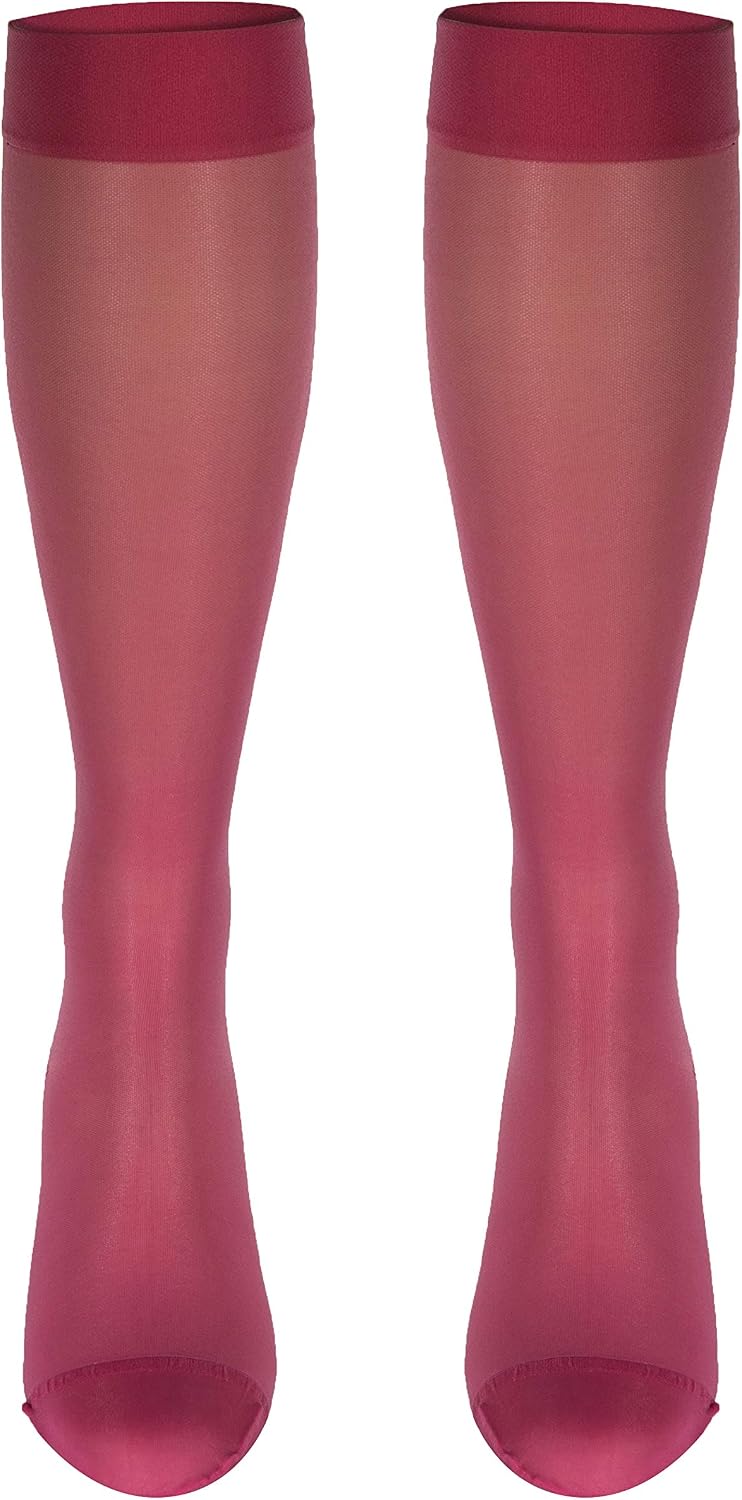 Sheer Compression Stockings, 15-20 mmHg, Women's Knee High Length, 20 Denier, Nude, Medium