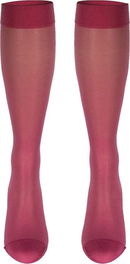 Sheer Compression Stockings, 15-20 mmHg, Women's Knee High Length, 20 Denier, Nude, Medium