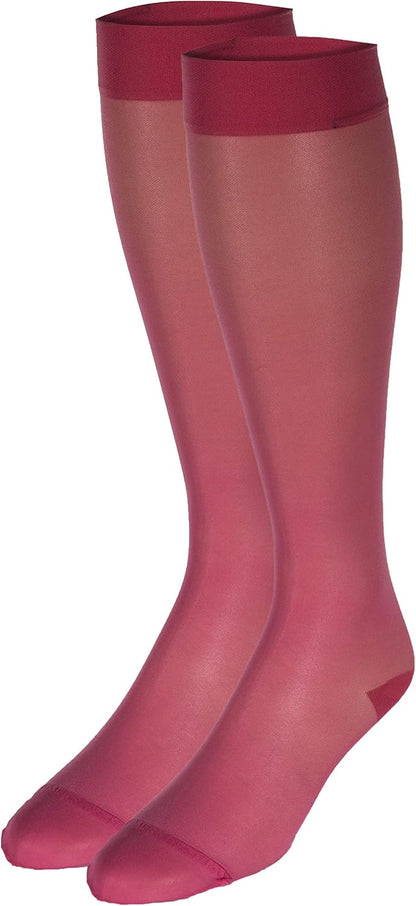 Sheer Compression Stockings, 15-20 mmHg, Women's Knee High Length, 20 Denier, Nude, Medium