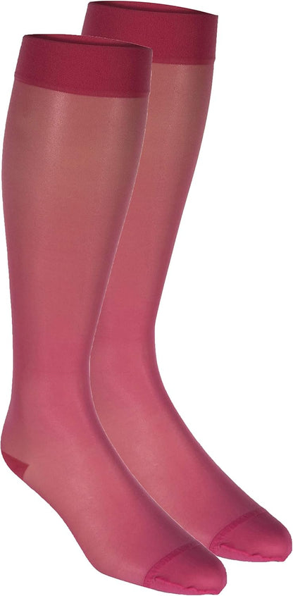 Sheer Compression Stockings, 15-20 mmHg, Women's Knee High Length, 20 Denier, Nude, Medium