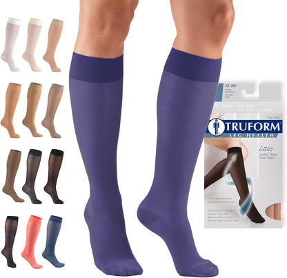 Sheer Compression Stockings, 15-20 mmHg, Women's Knee High Length, 20 Denier, Nude, Medium