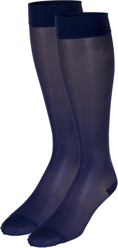 Sheer Compression Stockings, 15-20 mmHg, Women's Knee High Length, 20 Denier, Nude, Medium
