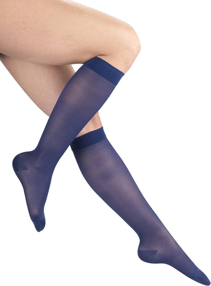Sheer Compression Stockings, 15-20 mmHg, Women's Knee High Length, 20 Denier, Nude, Medium
