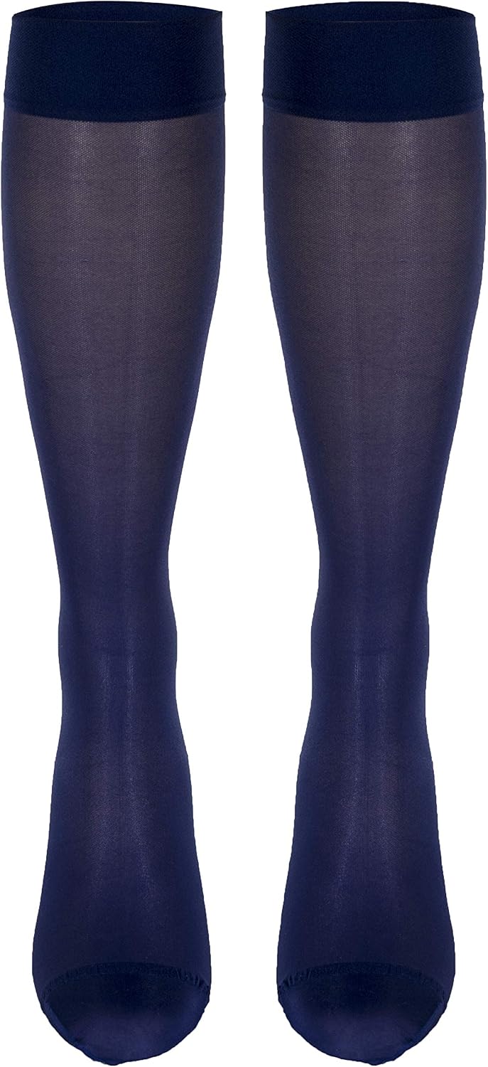 Sheer Compression Stockings, 15-20 mmHg, Women's Knee High Length, 20 Denier, Nude, Medium