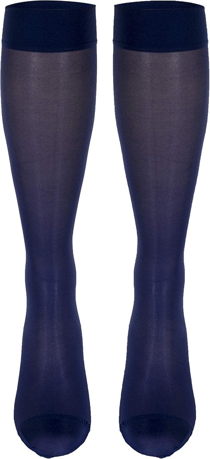 Sheer Compression Stockings, 15-20 mmHg, Women's Knee High Length, 20 Denier, Nude, Medium