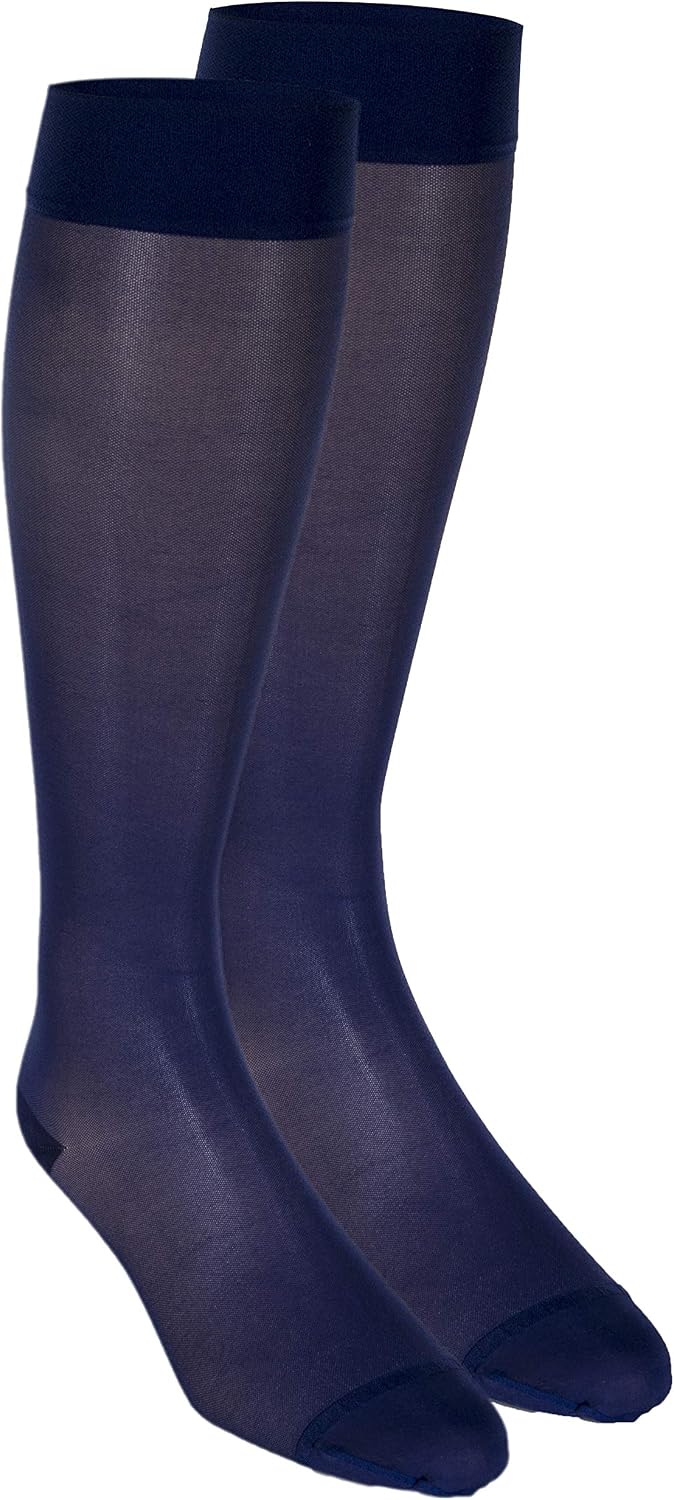 Sheer Compression Stockings, 15-20 mmHg, Women's Knee High Length, 20 Denier, Nude, Medium