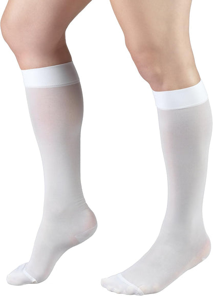 Sheer Compression Stockings, 15-20 mmHg, Women's Knee High Length, 20 Denier, Nude, Medium