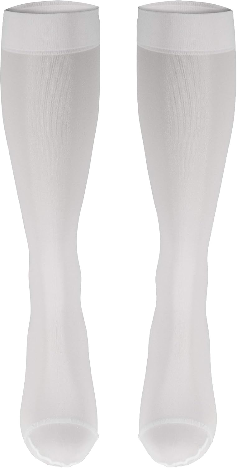 Sheer Compression Stockings, 15-20 mmHg, Women's Knee High Length, 20 Denier, Nude, Medium