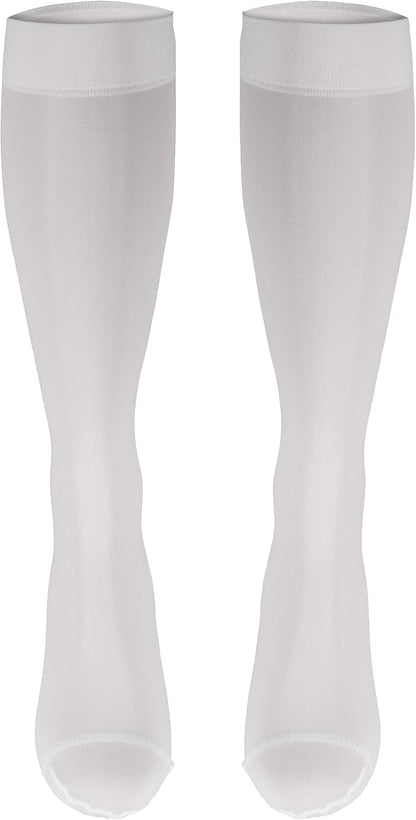 Sheer Compression Stockings, 15-20 mmHg, Women's Knee High Length, 20 Denier, Nude, Medium