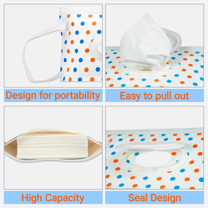 3 Pack On-The-Go Wipes Dispenser,Baby Wipes Holder for Fresh Wipes,Portable Baby Wipes Case Reusable Travel Wet Wipe Pouch,Adult Wipes Container Keeps Wipes Clean Easy Pull Wipes Pouch Case (I)