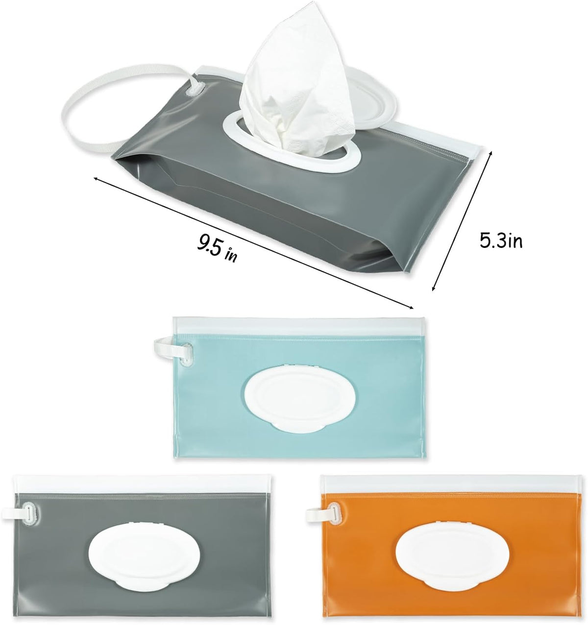 3 Pack On-The-Go Wipes Dispenser,Baby Wipes Holder for Fresh Wipes,Portable Baby Wipes Case Reusable Travel Wet Wipe Pouch,Adult Wipes Container Keeps Wipes Clean Easy Pull Wipes Pouch Case (I)
