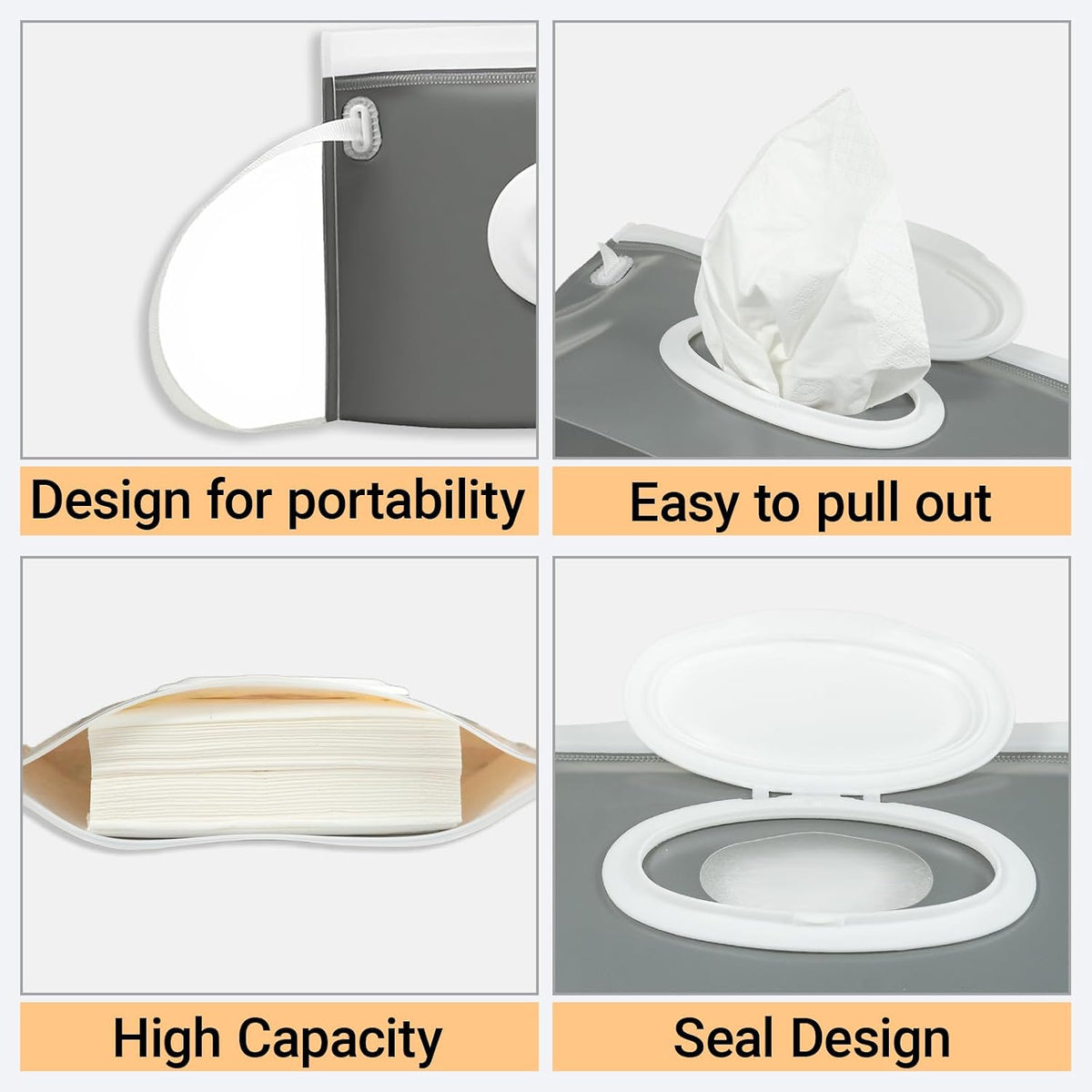 3 Pack On-The-Go Wipes Dispenser,Baby Wipes Holder for Fresh Wipes,Portable Baby Wipes Case Reusable Travel Wet Wipe Pouch,Adult Wipes Container Keeps Wipes Clean Easy Pull Wipes Pouch Case (I)