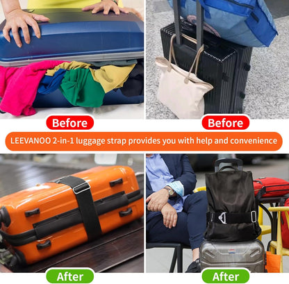 Luggage Straps for Suitcases, 2-in-1 Add a Bag Adjustable Travel Belt Black