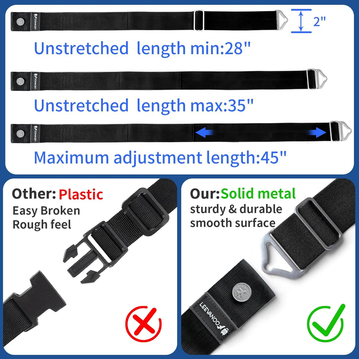 Luggage Straps for Suitcases, 2-in-1 Add a Bag Adjustable Travel Belt Black