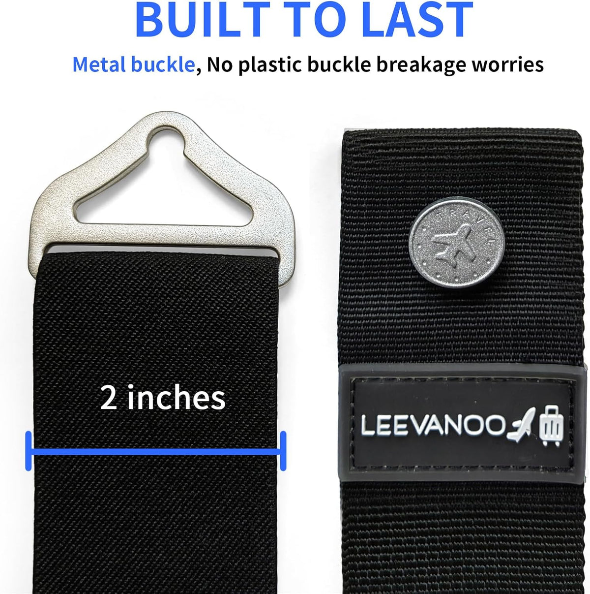 Luggage Straps for Suitcases, 2-in-1 Add a Bag Adjustable Travel Belt Black
