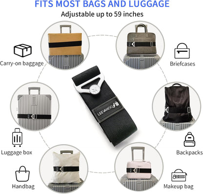 Luggage Straps for Suitcases, 2-in-1 Add a Bag Adjustable Travel Belt Black