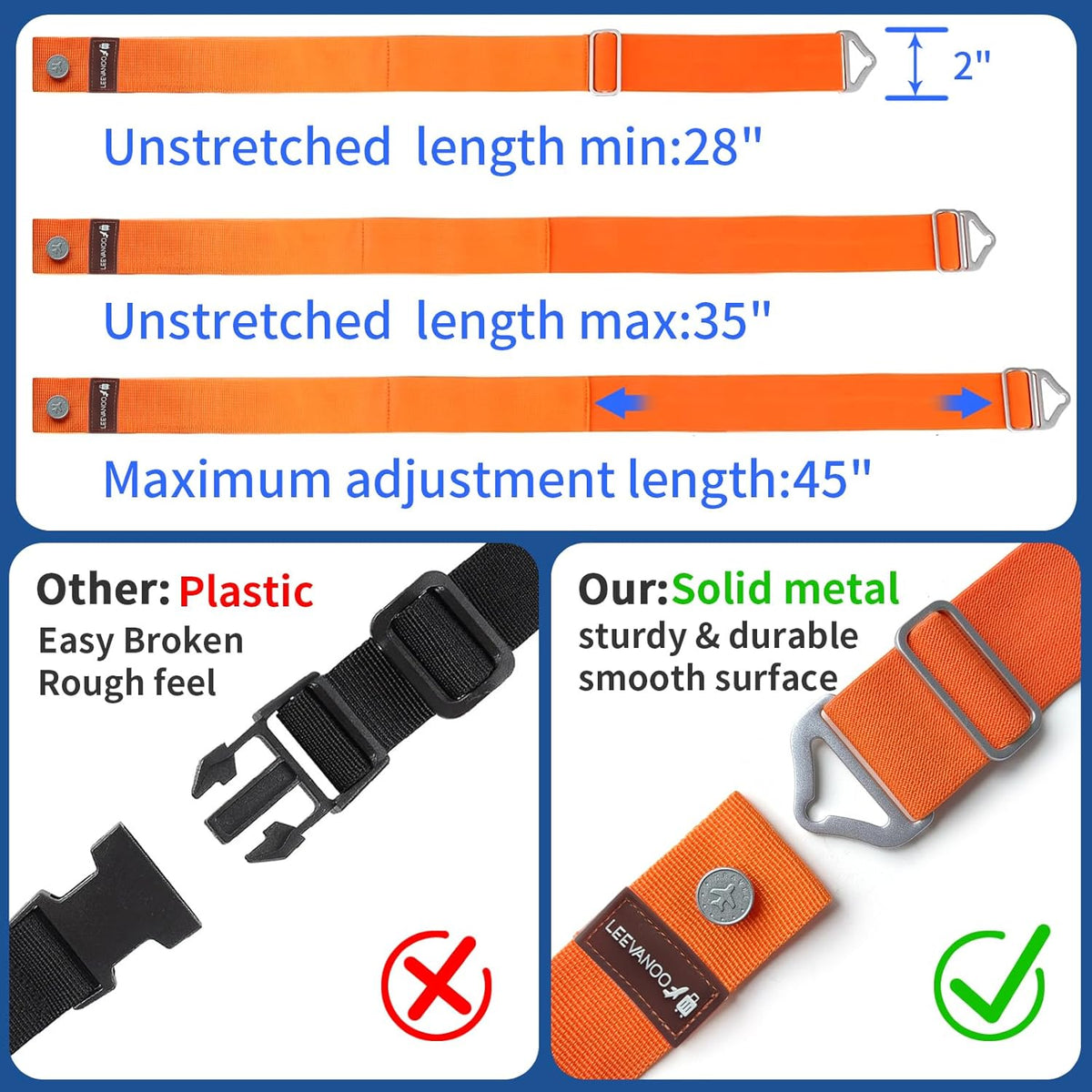 Luggage Straps for Suitcases, 2-in-1 Add a Bag Adjustable Travel Belt Black