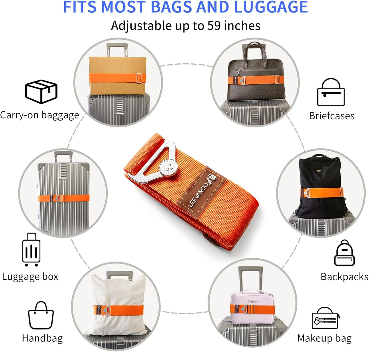 Luggage Straps for Suitcases, 2-in-1 Add a Bag Adjustable Travel Belt Black