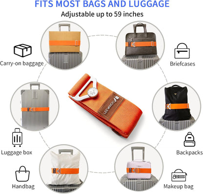 Luggage Straps for Suitcases, 2-in-1 Add a Bag Adjustable Travel Belt Black