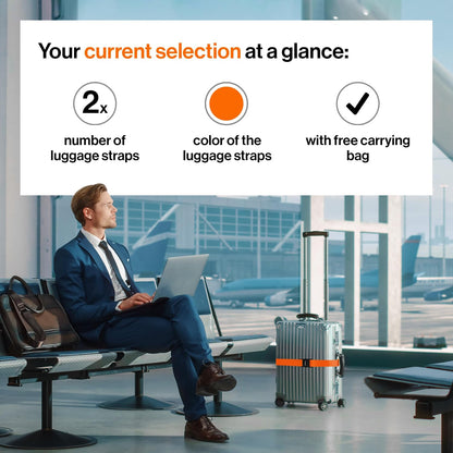 Luggage Straps - Particularly conspicuous & Secure - Incl. 2 Name Tags - Luggage Strap Ideal crosswise - [Set of 2]