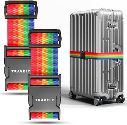 Luggage Straps - Particularly conspicuous & Secure - Incl. 2 Name Tags - Luggage Strap Ideal crosswise - [Set of 2]