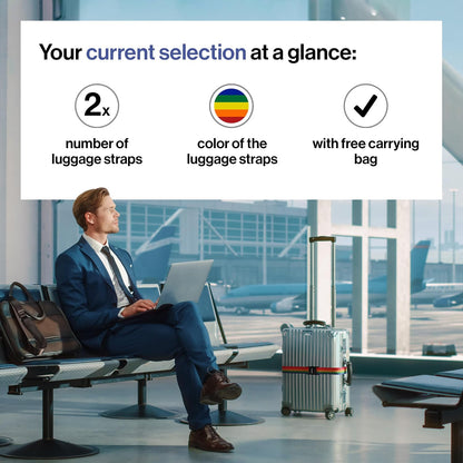 Luggage Straps - Particularly conspicuous & Secure - Incl. 2 Name Tags - Luggage Strap Ideal crosswise - [Set of 2]