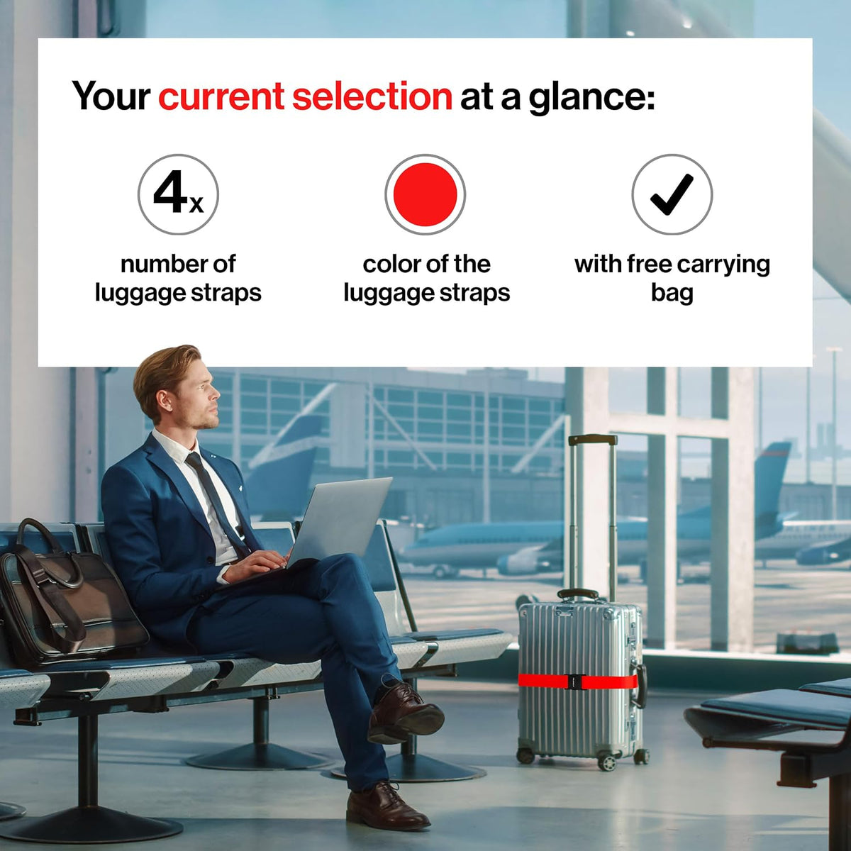 Luggage Straps - Particularly conspicuous & Secure - Incl. 2 Name Tags - Luggage Strap Ideal crosswise - [Set of 2]