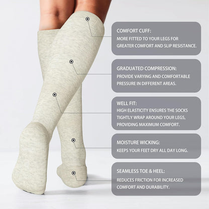 Cotton Compression Socks for Women&Men 20-30mmHg Knee High Cute Support Sock for Nurses Pregnancy Travel