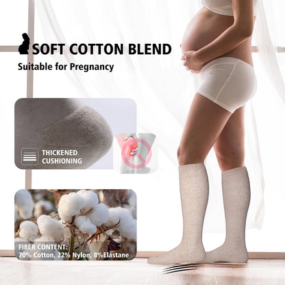 Cotton Compression Socks for Women&Men 20-30mmHg Knee High Cute Support Sock for Nurses Pregnancy Travel